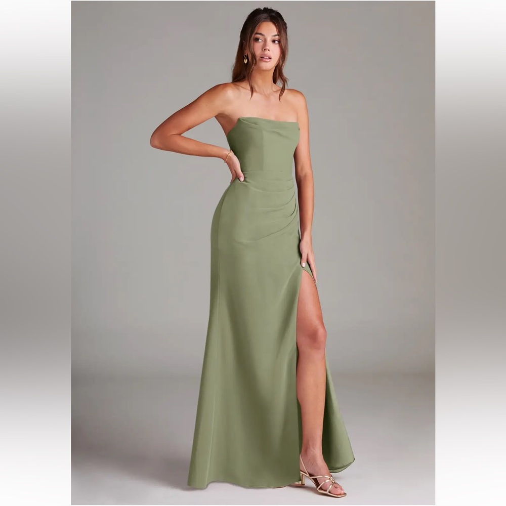 Azazie Leonis Pistachio Green Gown